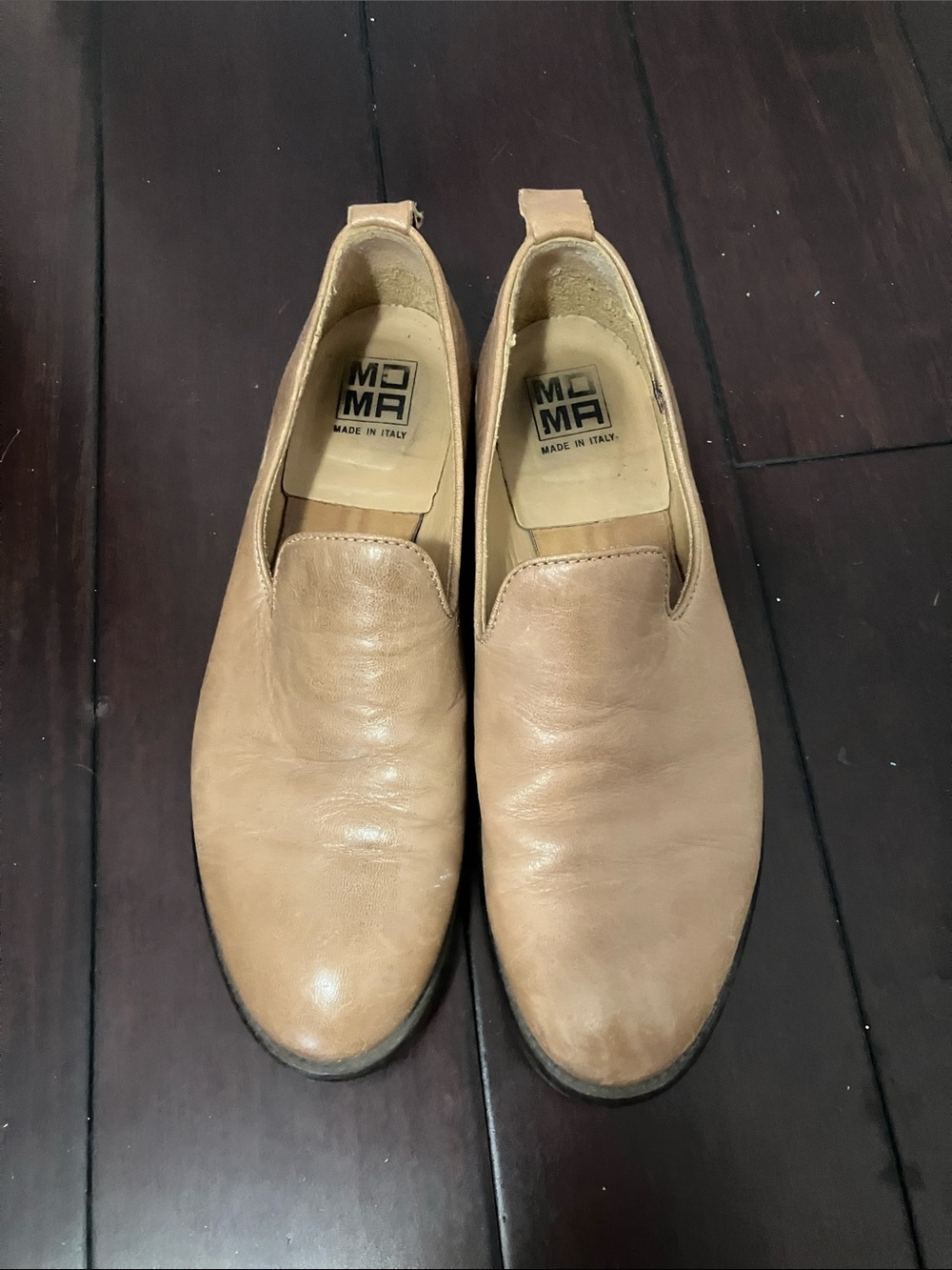 Moma Tan Leather Slip-On Loafers